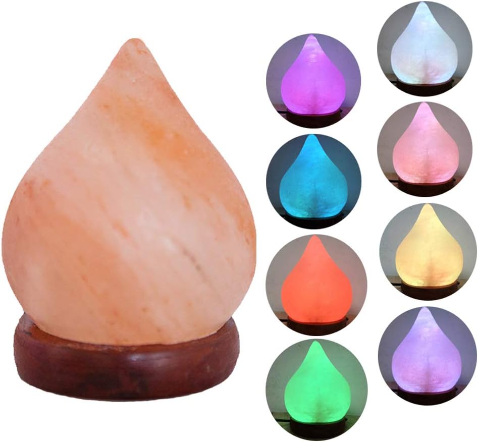 FANHAO Himalayan Salt Lamp, 7 Colors Changing Crystal Salt Lamps with Hand-Painted Glass Container for Air Purifying, Home Décor, Holiday Gifts - 3 Watts LED Bulb + 55in USB Cable +Gift Box
