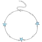 CRMAD Beach Starfish Anklet for Women Sterling Silver Moonstone Beach Anklet Irish Jewelry (starfish)