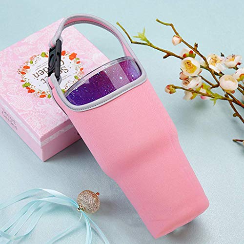 YouZi Tumbler 30 oz Carrier Handle Bag w/Shoulder Strap Fit for Rtic, Atlin, Ozark Trail,YETI Rambler 30 oz Insulated Tumbler Coffee Cup (Pink) - Thumbnail 7