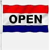Open Flag for Businesses 3x5 Outdoor Double Sided Heavy Duty 3 Ply Polyester Material with 2 Metal Grommets, 4 Rows of Stitching