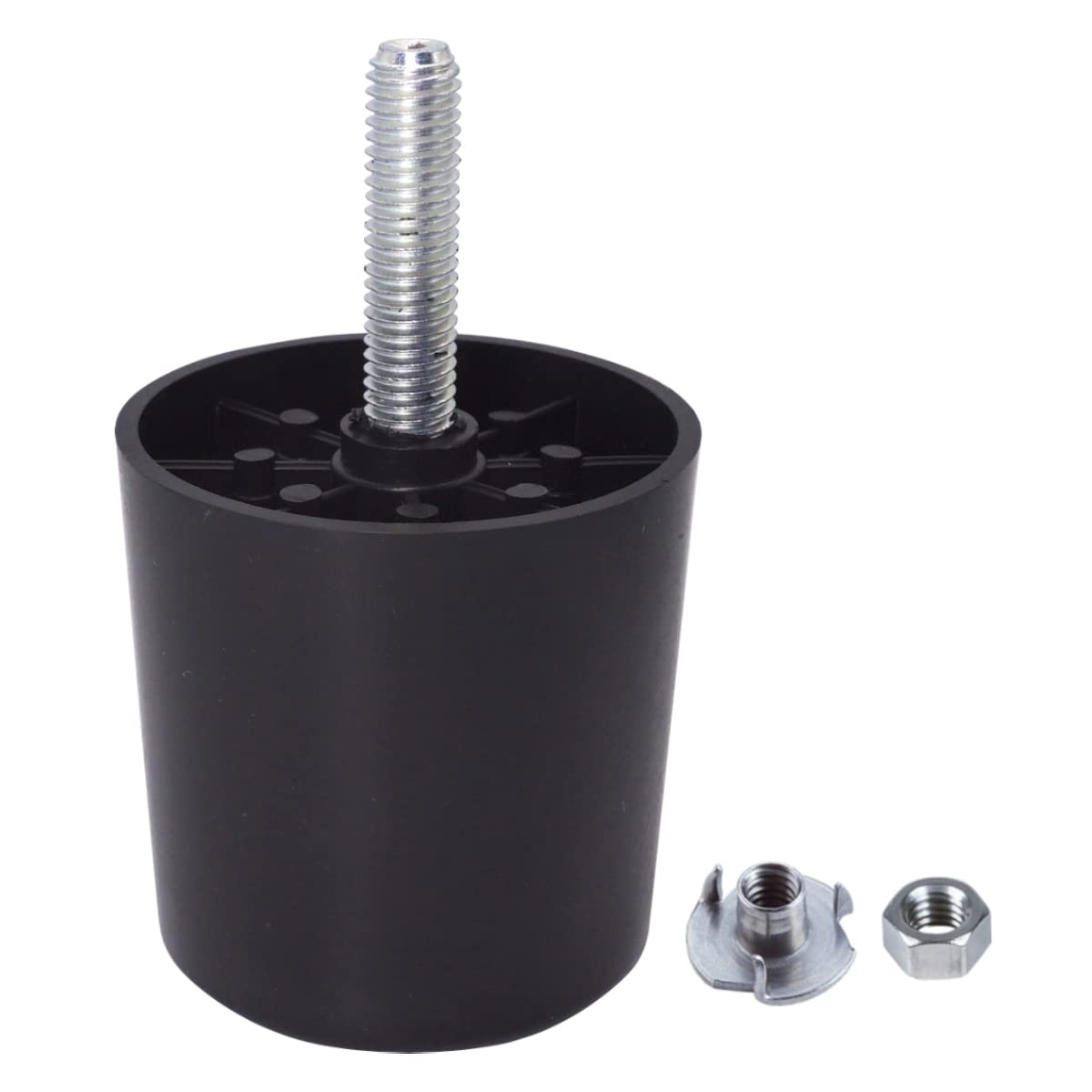 SKIR'CO (Pack of 4 pcs Black Plastic Furniture Legs, Height 50 mm, Round Ø 50 mm Furniture Feet With M8 Bolts, Sofa Legs, Nuts Included (4)