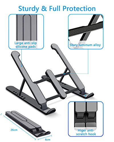 aifulo Laptop Stand, Adjustable Notebook Stand, Portable Foldable Cooling Desktop Laptop Holder Riser Mount Compatible with Laptop, Notebook Computer, Tablet, Kindle