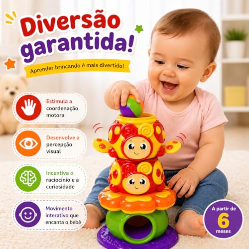 Brinquedo Educativo Joga Bolinha Joaninha Encaixar Monta Desmonta Colorido Brinquedos Para Bebe 1 ano