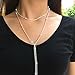 Akak Store New Fashion Element Statement Necklace Long Beaded Chain Wild Lasso Necklace for Women Costume Accessories（Silver Plated）
