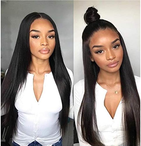 Lace Front Wigs Human Hair Straight Brazilian Virgin Human Hair Wigs Natural Color 130% Density Pre Plucked Glueless Lace Wigs Human Hair with Baby Hair for Black Women 18 inch
