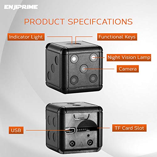 Mini Wireless Action Dice Camera - Full HD Cameras with Motion Detection & Night Vision, Monitoring and Cam Recorder for Home & Office, Nanny Cam, Camaras para Casas