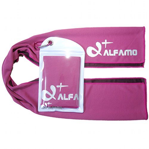 Cooling Golf Towel for Instant Relief, 40 Inch Long As Scarf, Soft Breathable Yoga Towel, Stay Cool for Running Tennis Soccer Football & Other Sports, Great Gift for Workout Gym Lovers, Fuchsia