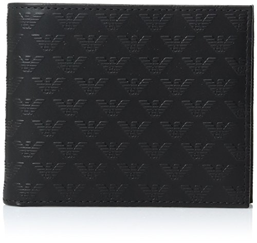 Emporio armani men s black leather signature bifold wallet