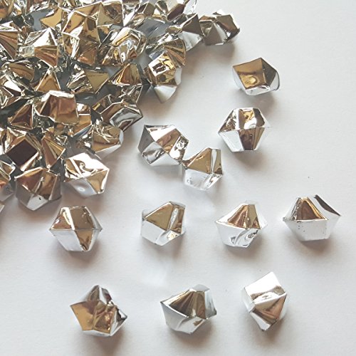 AiFanS 1LB(Approx 755Pcs)Plastic Silver Metallic Nuggets For Table Scatter Decoration or Vase Filler - Thumbnail 2