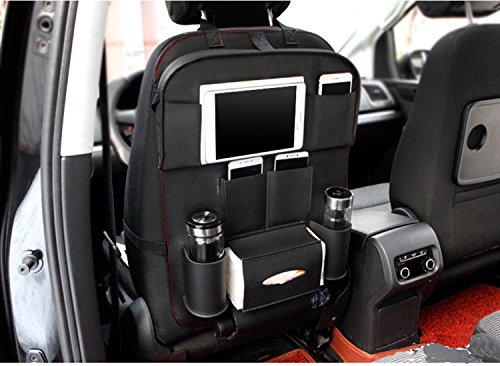 TOCGAMT 2 Pack Black Car Backseat Organizer with Tray for Baby Kids - Thumbnail 2