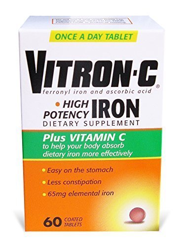 Vitron-C High Potency Iron Supplement with Vitamin C, 60 Count (Pack of 3) by Vitron-C