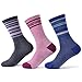 SOLAX Merino Wool Hiking & Walking Socks for Women Crew Trekking, Outdoor, Cushioned, Breathable 3 Pack (M, Asst56)