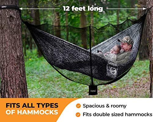 Foxelli XL Hammock Net – 12ft Net for Hammocks, Lightweight Portable Hammock Netting, Fast and Easy Set Up, Fits All Camping Hammocks