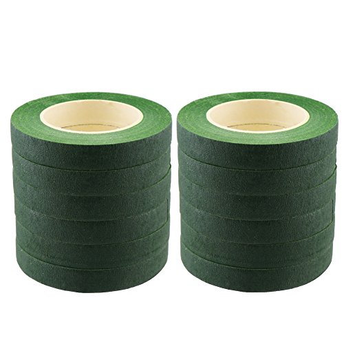 LOKIPA a Dozen Dark Green Floral Tape 1/2” Wide Floral Tape 30 Yards Floral Arrangement Accessories for Bouquet Stem Wrap Wedding Bouquet Flower