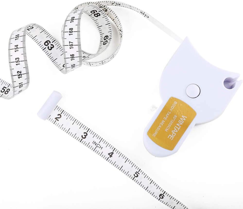 WIN TAPE 80'' 205cm Waist Body Tape Measure with Push Button, Measuring Waist and Arms (White): Health & Personal Care