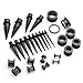PiercingJ 28pcs 12G-00G Stainless Steel Tapers Stretching Kit + 12G-00G Flared Screw Tunnel Gauge Kit