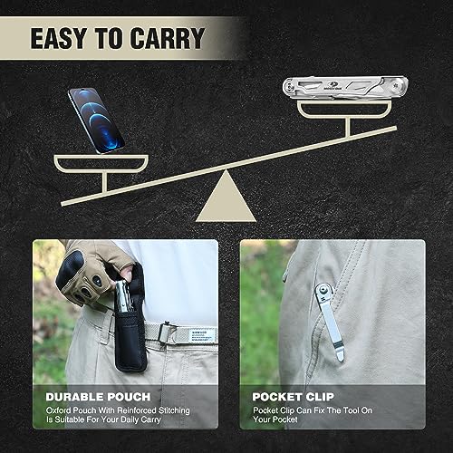 Mossy Oak Multifunction Knife, 12 in 1 Multi-purpose Folding Knife Stainless Steel Multifunctional Tool with Knife, Scissors, Screwed for Camping Hiking