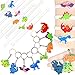 Mini Dinosaur Birthday Party Favor Bracelets Keychains Goodie Bag Fillers, 32pc Set