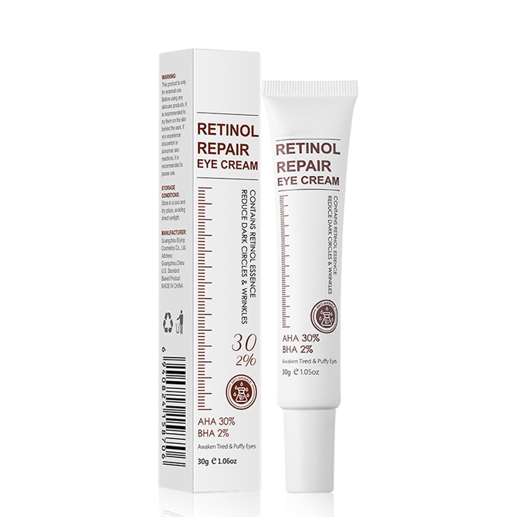 Retinol Eye Cream, Retinol Serum Eye Cream for Dark Circles and Puffy Eyes, Eye Cream with Retinol & AHA 30% & BHA 2% & Hyaluronic Acid for Fine Lines & Wrinkles Saggy Skin Puffy Eyes (1 PCS, 1)