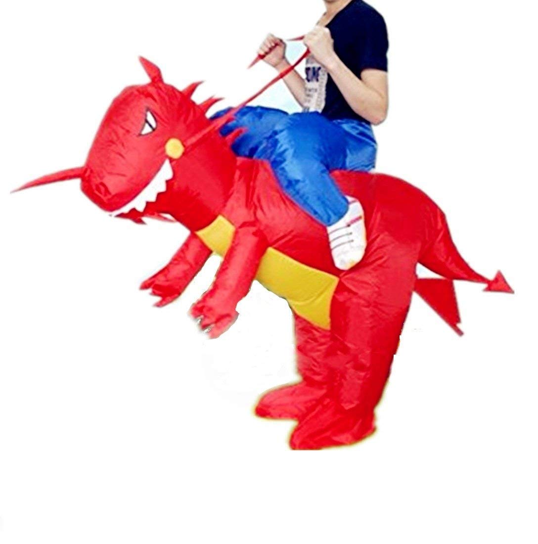 xiaoyi Child Inflatable Size Red Dinosaur toys Cosplay Jumpsuit Halloween Party Halloween Fancy Dress Blow Up Party Cosplay Costume (Child Dinosaur)