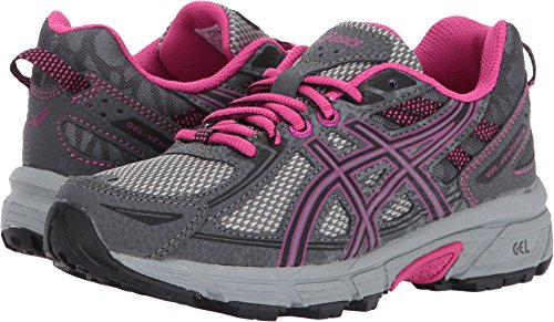 ASICS Unisex-Kids Gel-Venture 6 GS Running-Shoes, Carbon/Black/Sport Pink, 2 Medium US Big Kid