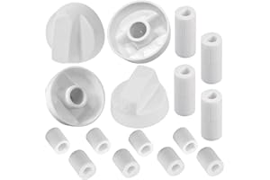 4 Pack Oven Control Knobs Replacement with 12 Adapters (White),Compatible with Most Stoves, Ranges and Kitchen Appliances,Dur