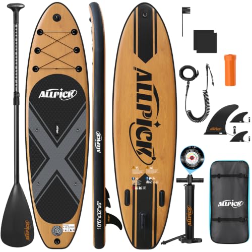 ALLPICK aufblasbares Stand-Up-Paddle-Board, Holzmaserung