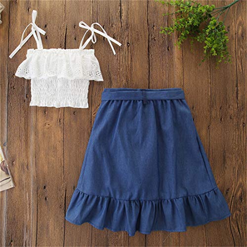 BOIZONTY Toddler Kids Baby Girls Ruffle Strappy Tube Top Irregular Maxi Skirt Outfit Dress Set Summer Clothes (Irregula Skirts, 2-3 Years) - Thumbnail 2