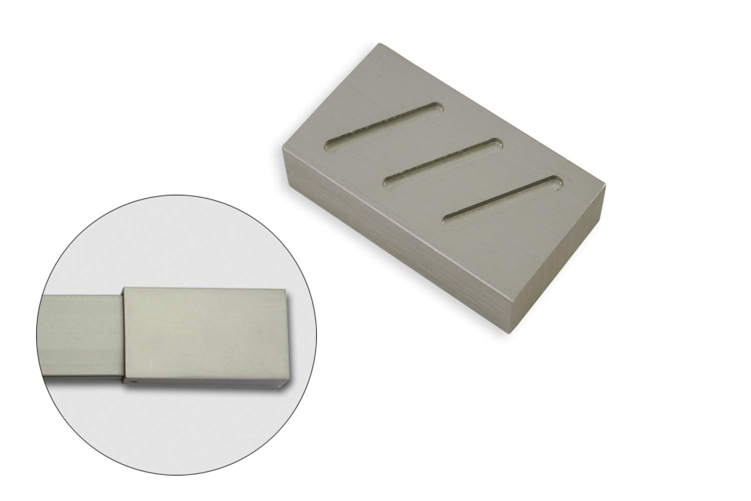 Gardinia Structure, 2 x end Piece, Chrome, for Aluminium Profile with Inner Rail Luxor Rectangular, Brushed Steel, 7 x 4 x 2 cm