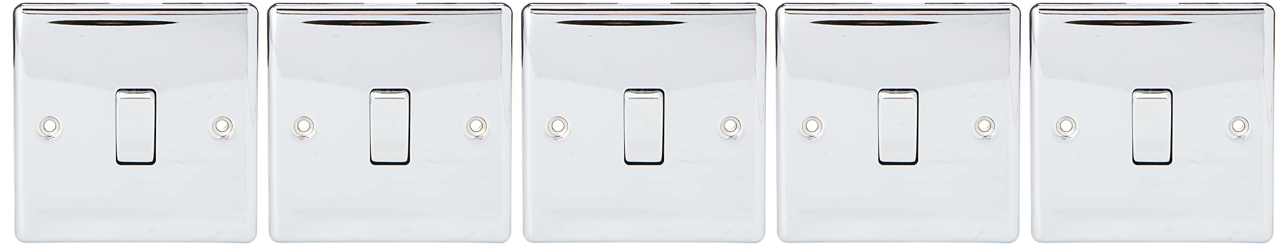 Pack of 5 X BG-Nexus-Metal 10A Single Light Switch,Polished Chrome Finish