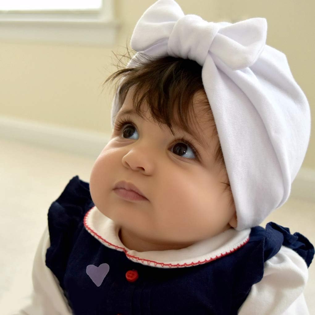 LERTREE 5 Pack Baby Solid Knot Hats Baby Girls Toddler Turban Bow Cap Infant Head Cap: Clothing