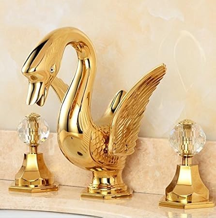 Gowe Luxury Brass Swan Faucet Gold Color And Deck Mounted