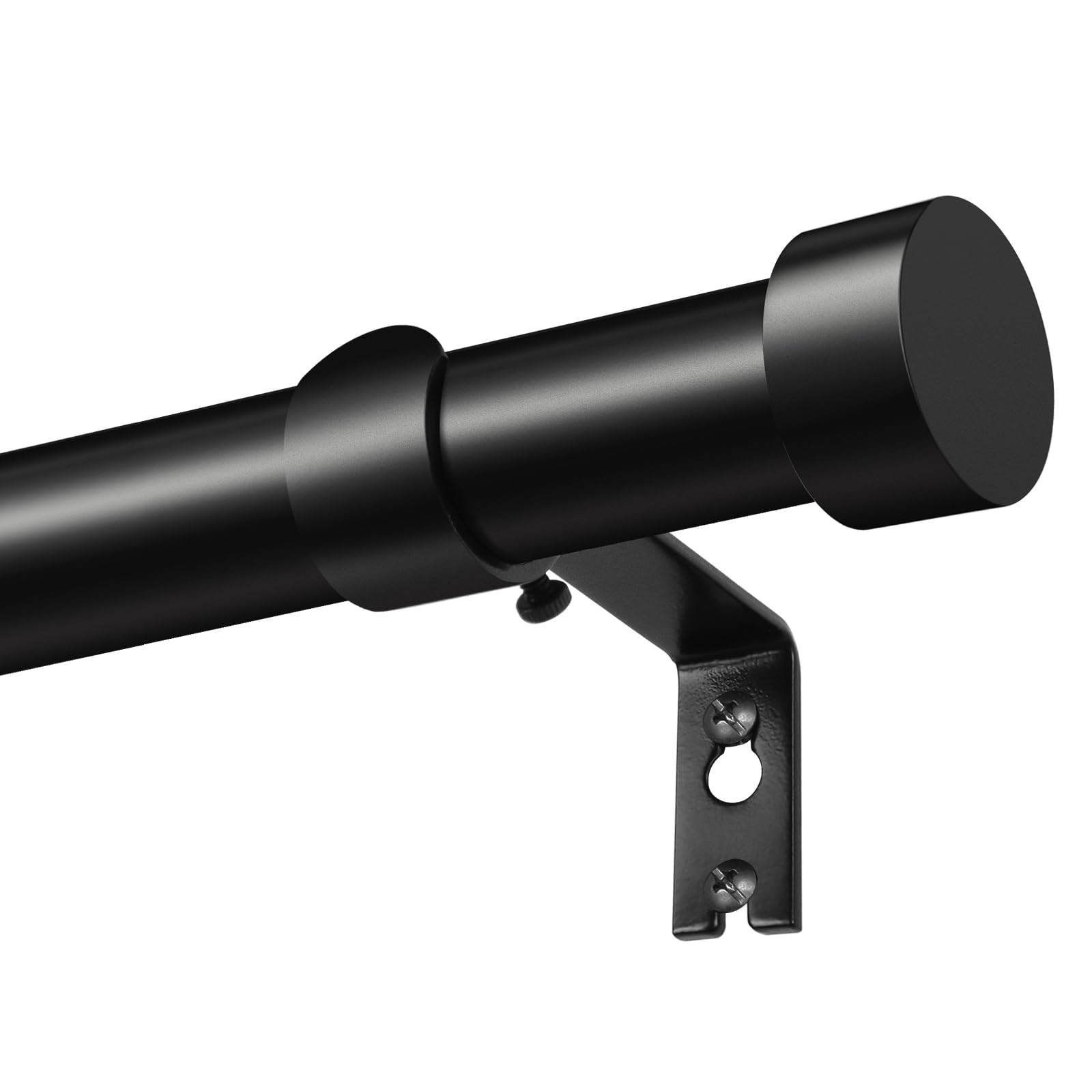 Photo 1 of KAMANINA Black Curtain Rod 32 to 144 Inch (2.6-12 Feet), 1 Inch Heavy Duty Curtain Rods for Windows, Modern Adjustable Drapery Rods with End Cap (32"-144")