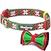 Blueberry Pet 4 Patterns Christmas Joy Snowflakes and Trees Adjustable Dog Collar with Detachable Bow Tie, Large, Neck 18
