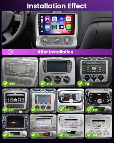 Inefala 4+64G Android 15 Stereo for Ford Focus 2004-2011 with Wireless Carplay and Android Auto, 9'' Radio Screen with Bluetooth 32EQ GPS FM/RDS SWC AHD Reverse Camera