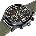 YISUYA Chronograph Quartz Wrist Watch with Date Waterproof Japanese Movement Watch Army Green Nylon Band Gift for Men