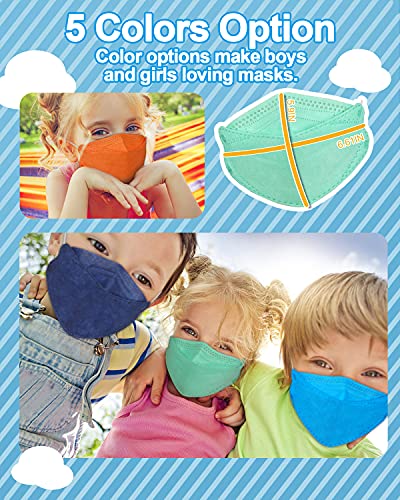 Kids KF94 Masks for Children, Individual Wrapped Colored Mask Kid Sized, Small Soft Mask for Boys Girls, Comfortable Fit for Easy Breath Talk, Adjustable Nose Wire Mask 20 Packs