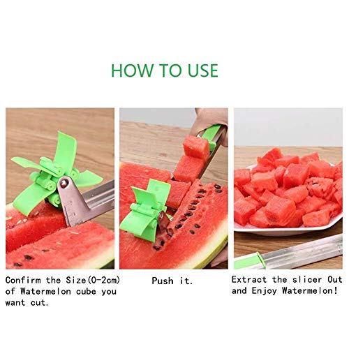 2 Pack Novel Windmill Watermelon Slicer Cutter - Stainless Steel Fruit Cutter Set With 4* Melon Baller Scoop & 4* Watermelon Forks - Great For Salads, Desserts