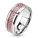 Jinique STR-0070 Stainless Steel Pink Carbon Fiber Inlay Band Ring