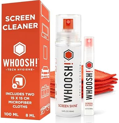 ! Duo Screen Cleaner 100 ml, 8 ml Anti-derrame, 2 panos de microfibra, kit para casa e viagens, sem álcool, sem marcas, portátil, móvel, tablet, óculos