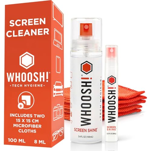 ! Limpiador de Pantalla Duo 100 ml, 8 ml Antivertido, 2 Paños de Microfibra, Kit Casa y Viaje, Sin Alcohol, Sin Marcas, Portátil, Móvil, Tablet, Gafas