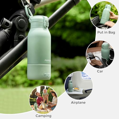 Momcozy Portable Milk Warmer for Travel – Dual Heating for Breast Milk & Water, Fast Heating, Long Battery Life, 17 oz Large Capacity for All-Day Feeding Convenience