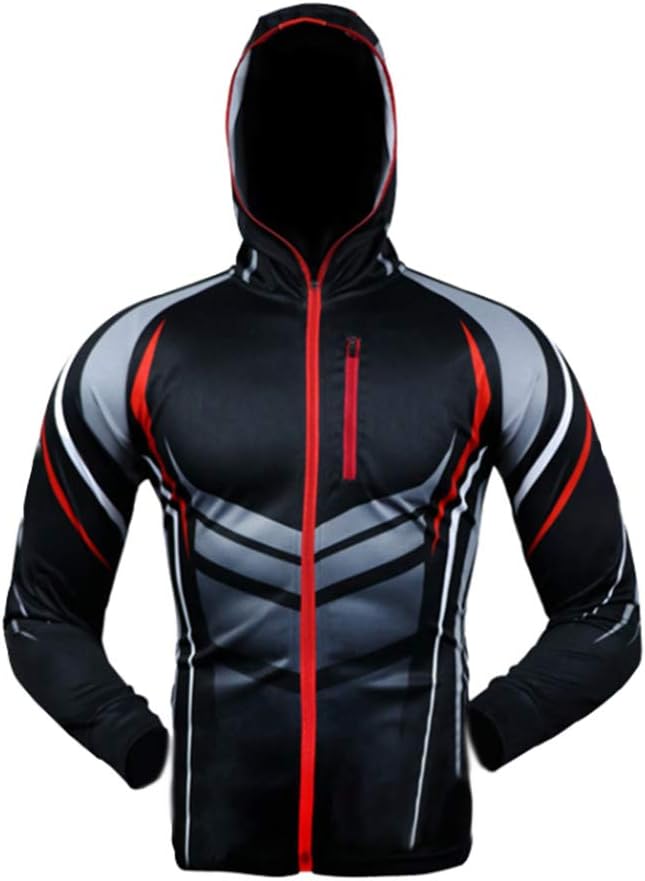 Fashion Men Fishing Jacket Breathable Quick-Dry Hooded Coat Sun Protection Long Sleeve Fishing Clothing