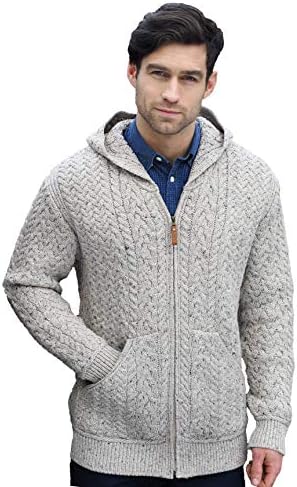 JEsilunmaMY Mens Cable Knit Hooded Cardigan Sweaters Long Sleeve