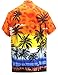 LA LEELA Men's Funky Beach Party Tropical Floral Shirts Short Sleeve Button Down Hawaiian Shirt for Men 3XL Palm Tree Sea, Orange