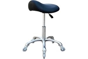 FRNIAMC Professional Saddle Stool with Wheels Ergonomic Swivel Rolling Height Adjustable for Clinic Dentist Beauty Salon Tattoo Home Office (Black)