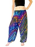 Orient Trail Women's Yoga Pajama Tie-dye Hippie Pants M/L Deep Blue