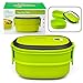 D'Eco Microwavable Lunch Box- Stacking Two Tier Tiffin with Vacuum Seal Lid with carrying handles- BPA Free