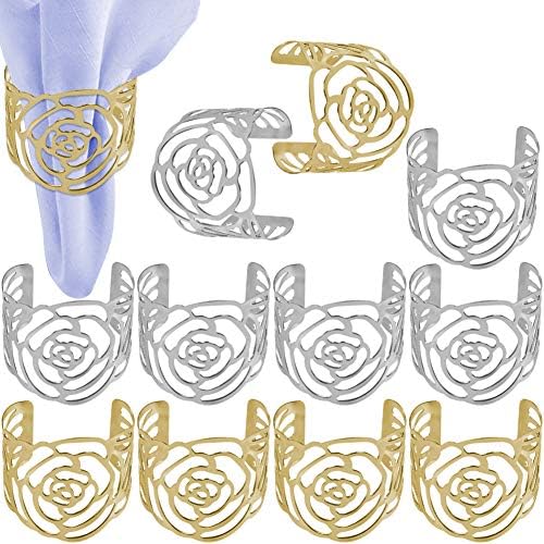 Getfitsoo Napkin Ring,Napkin Holder for Wedding Christmas Party Dinner Table Decor 12 Pcs (8)