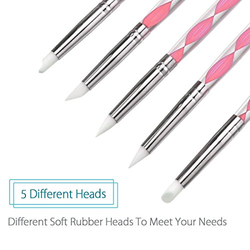 Meuxan 9 Piece Ball Styluses Dotting Tools Rubber Brushes Set for Rock Painting, Polymer Clay & Pottery Craft, Pattern Embossing Art